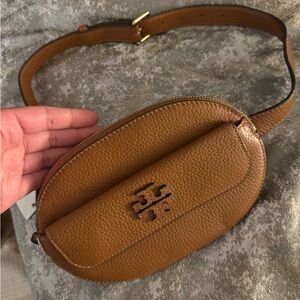 Tory Burch Tan Leather Belt Bag with Gold Hardware